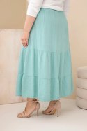 Spódnica damska Plus Size bawełniana muślinowa z falbaną i gumką ciemno miętowa