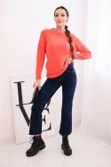 Sweter damski z baby alpaki z długim rękawem malinowy