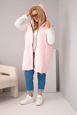 Kamizelka damska Plus Size pikowana z kapturem cukierkowy róż