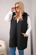 Kamizelka damska Plus Size pikowana z kapturem czarna