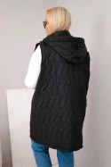 Kamizelka damska Plus Size pikowana z kapturem czarna