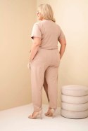 Kombinezon damski bawełniany Plus Size z wiązaniem w pasie fango