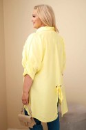 Koszula damska Plus Size bawełniana z guzikami i kołnierzem żółta