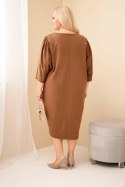 Sukienka damska Plus Size z kieszeniami camelowa