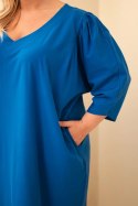 Sukienka damska Plus Size z kieszeniami chabrowa