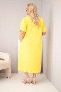 Sukienka damska Plus Size bawełniana z dekoltem w serek żółta