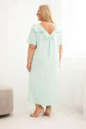 Sukienka damska Plus Size bawełniana z falbanką na ramionach miętowa