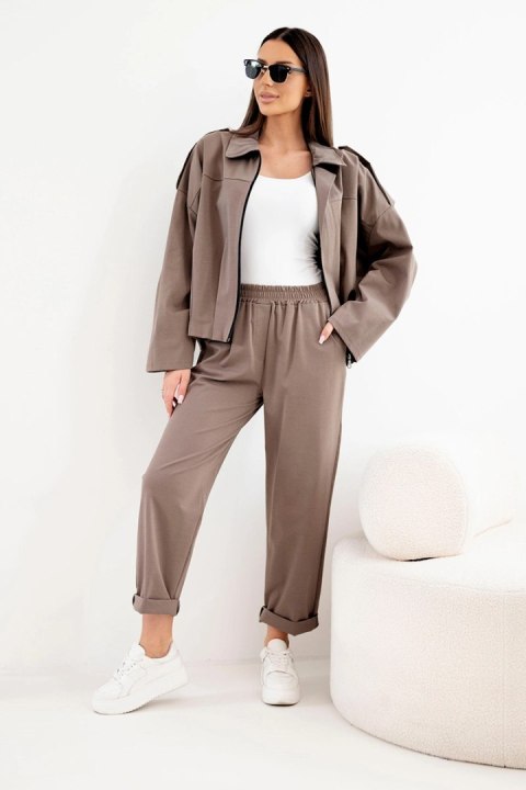 Komplet damski bawełniany z krótką bluzą i spodniami fango