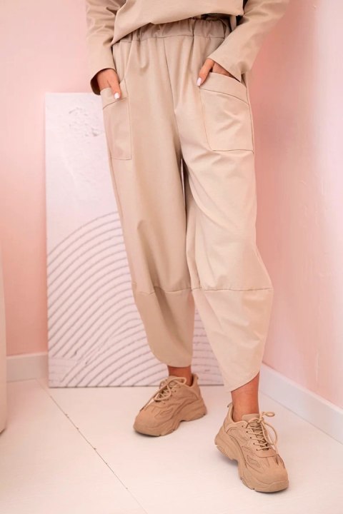 Komplet new punto bluza + spodnie ciemny beżowy