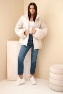 Kurtka damska pikowana z wysoką stójką beżowa
